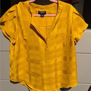 Liz Claiborne Yellow Flutter Sleeve Blouse